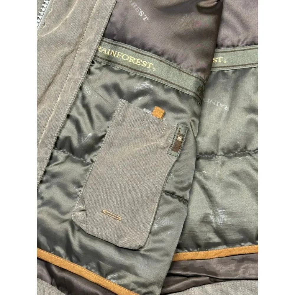 Vintage 90s Rainforest Microfiber Leather Field Bomber Jacket Khaki Green Large